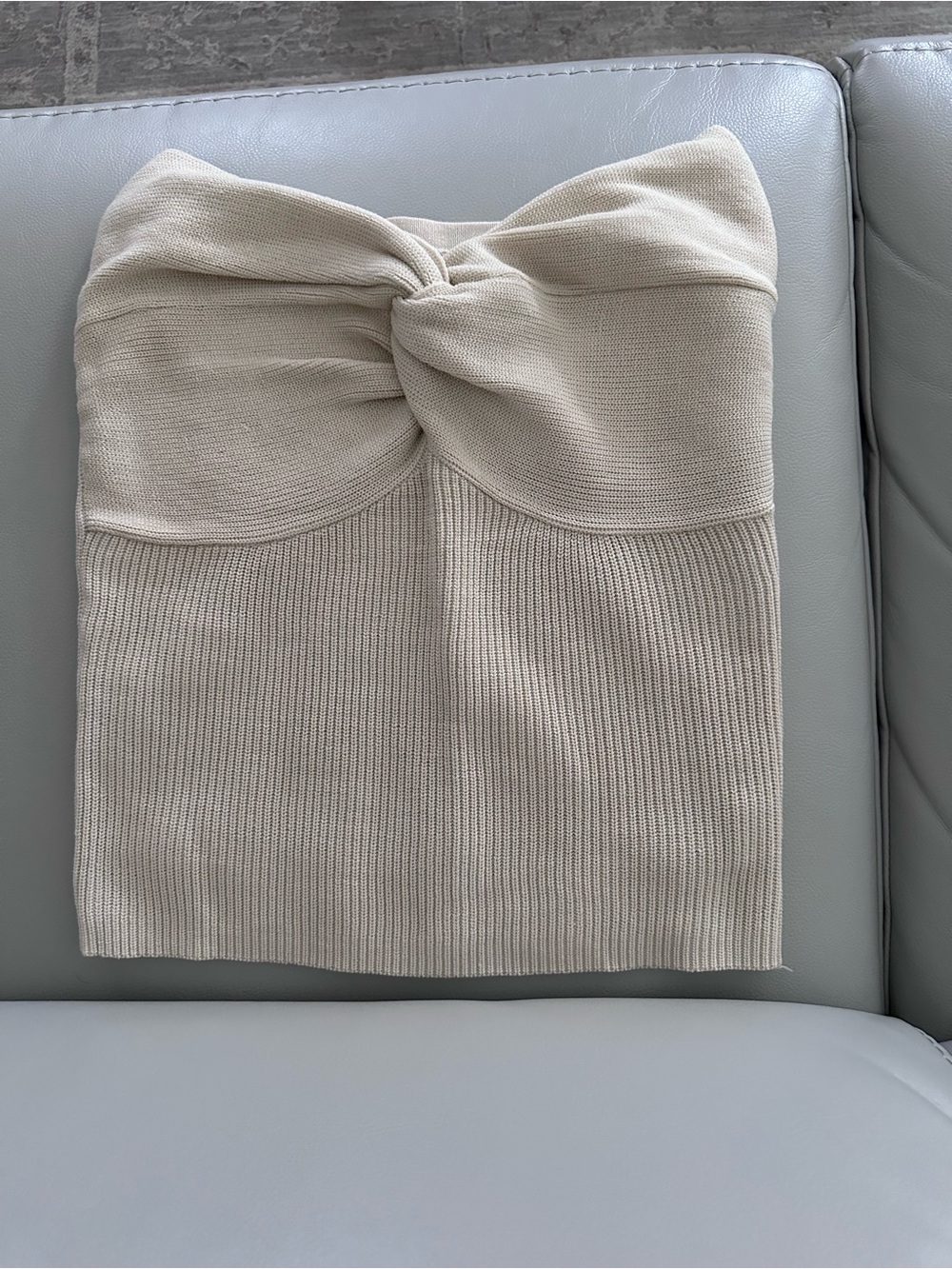 Ladies Twist-Knot Knit Tube Skirt - Cream